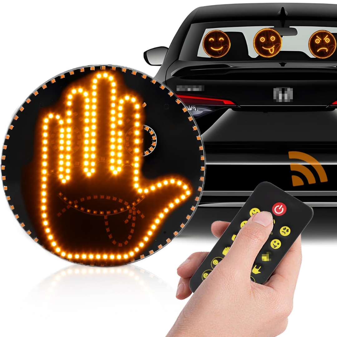 Luz Led de gestos de mano para automóviles, 4 emojis y 4 gestos