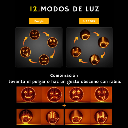 Luz Led de gestos de mano para automóviles, 4 emojis y 4 gestos