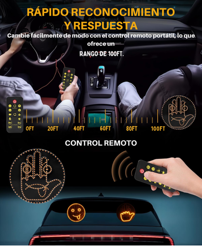 Luz Led de gestos de mano para automóviles, 4 emojis y 4 gestos