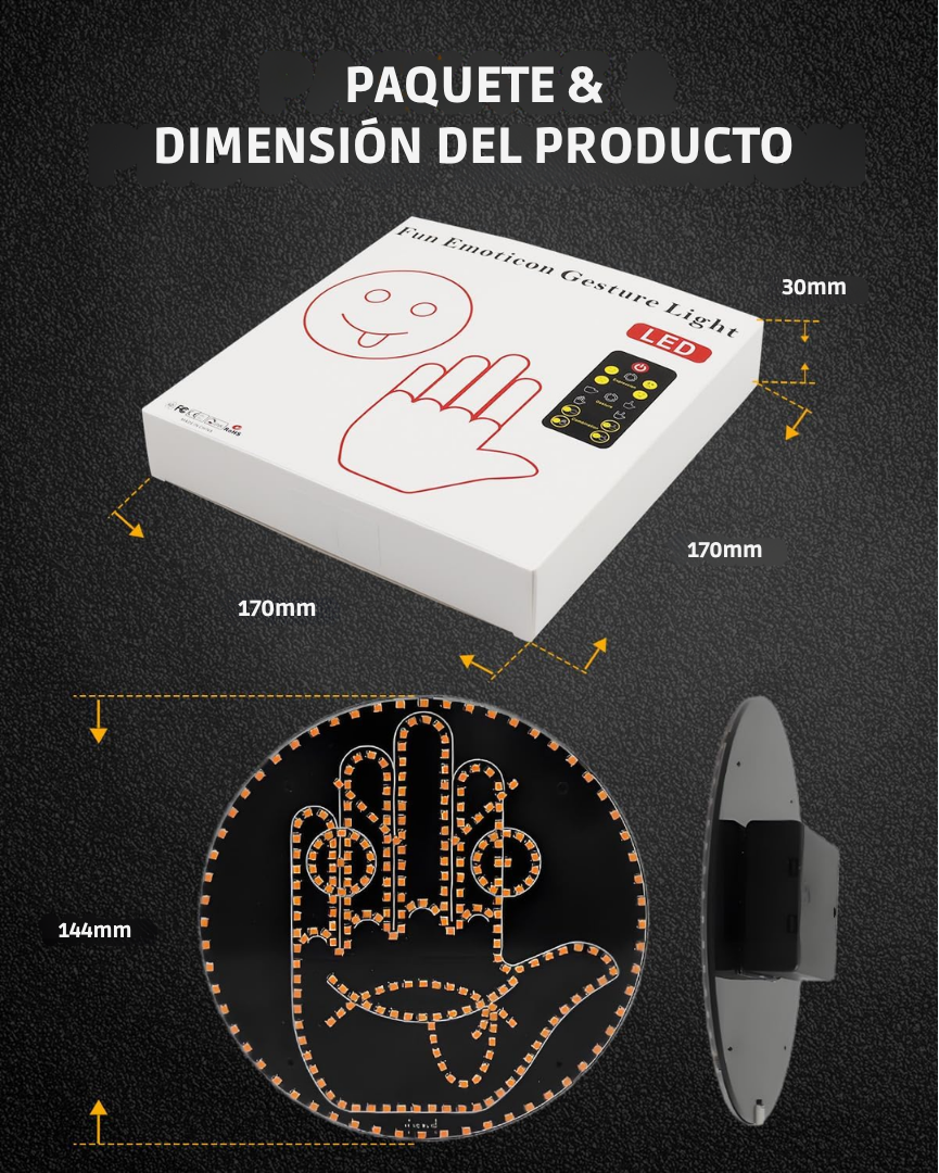 Luz Led de gestos de mano para automóviles, 4 emojis y 4 gestos